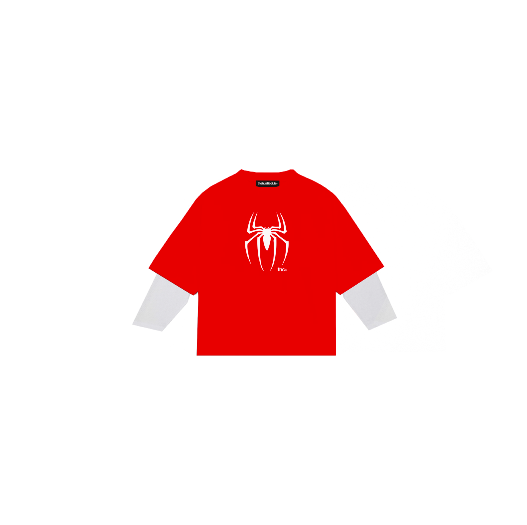 SPIDEY FAUX LAYERED RED L/S