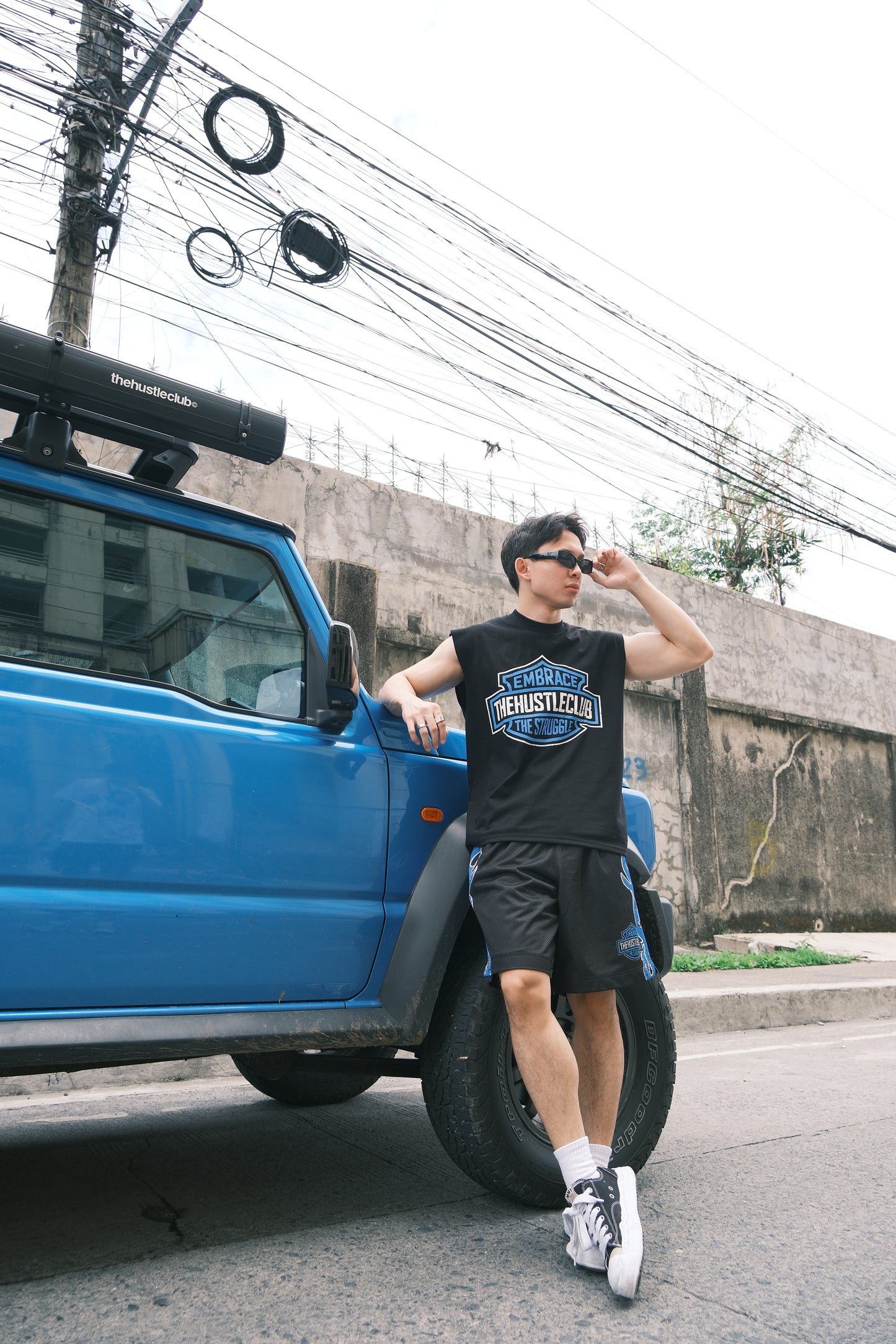 BLAZE BLUE LONGLINE MESH SHORTS