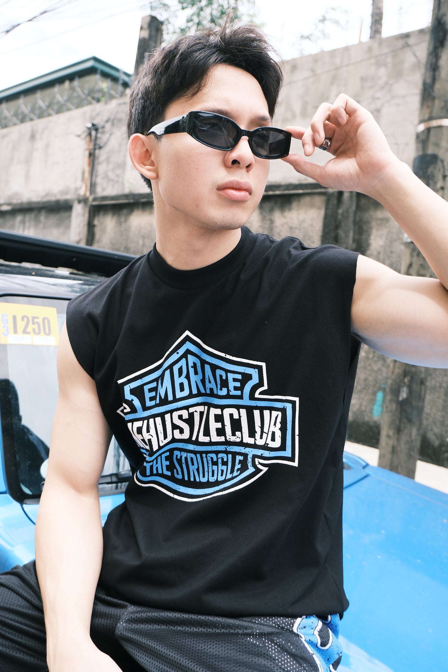 BLUE BLAZE RAW CUT MUSCLE TEE