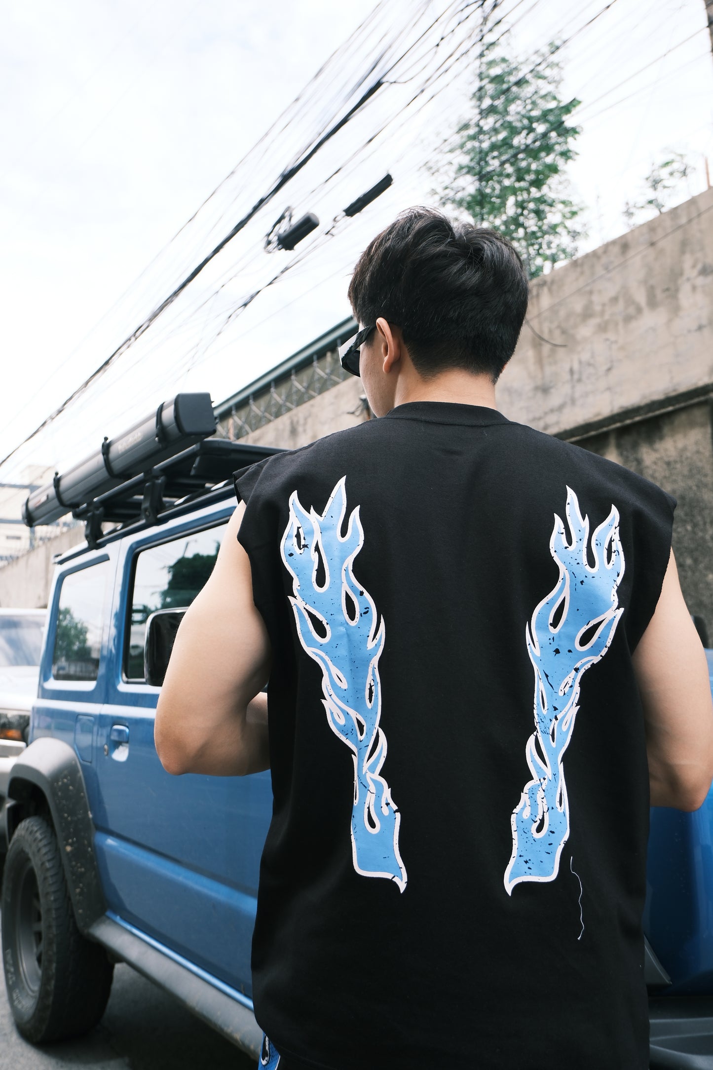 BLUE BLAZE RAW CUT MUSCLE TEE