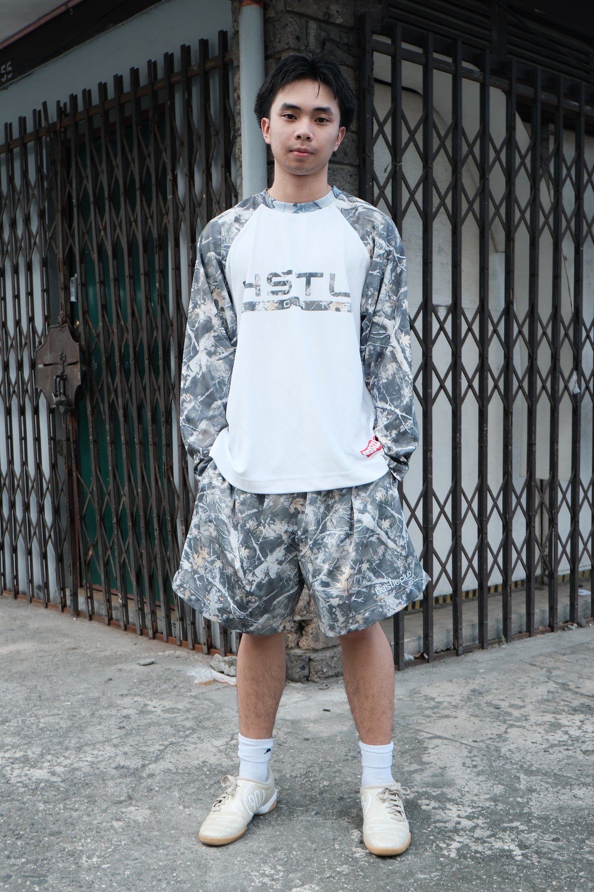 RAGLAN CAMO WAFFLE KNIT L/S