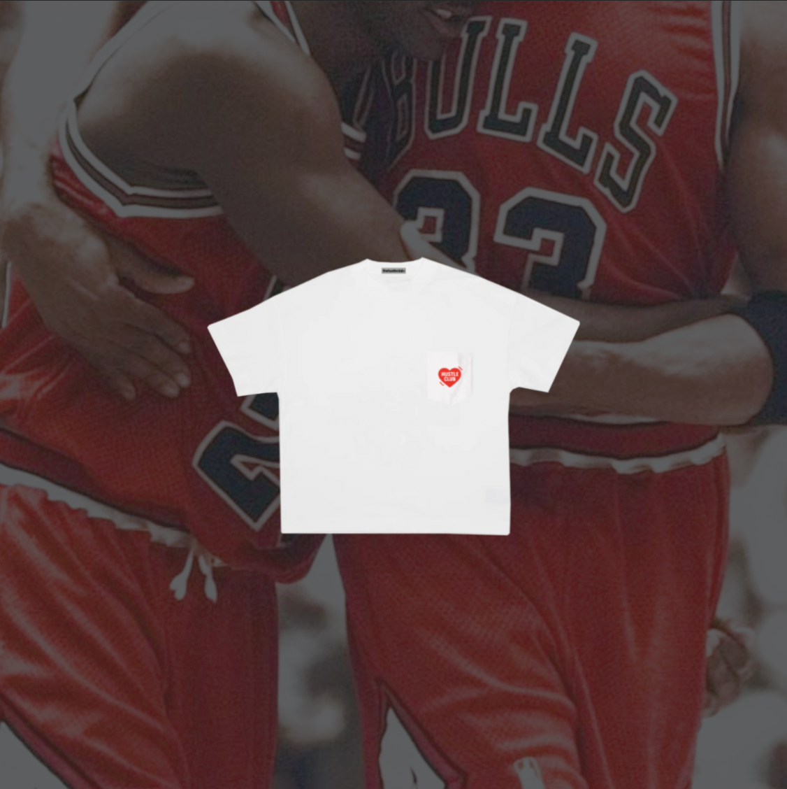HUSTLE AND HEART HIGH DENSITY PRINT POCKET T-SHIRT WHITE