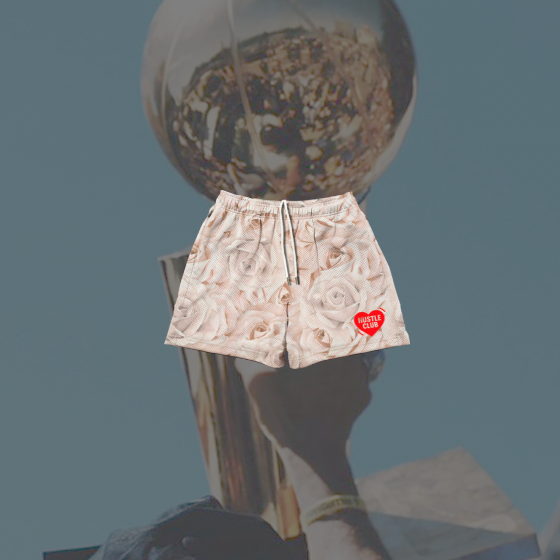 WHITE ROSES MESH SHORTS