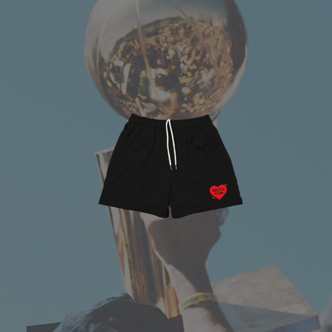 HUSTLE AND HEART MESH SHORTS