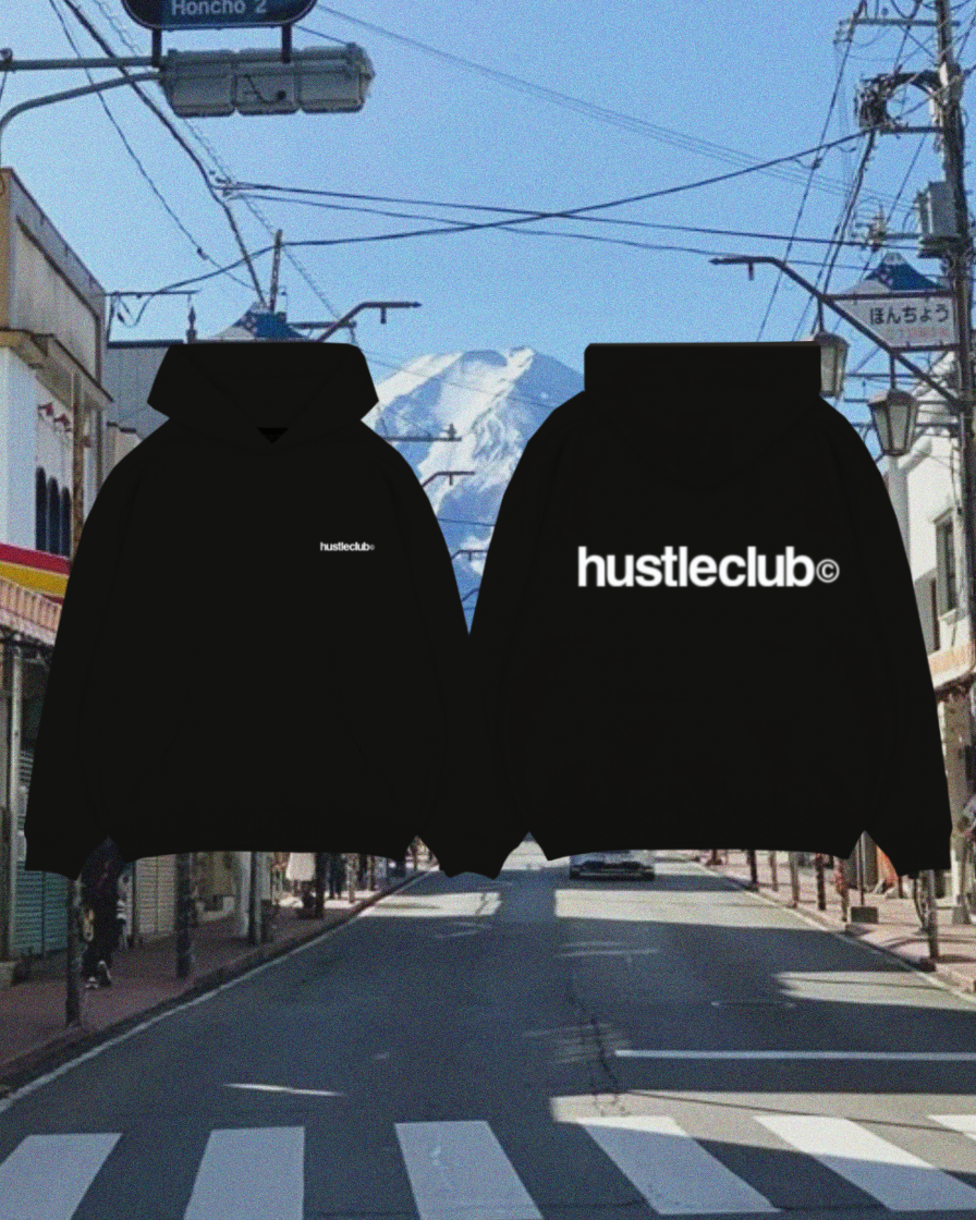 HUSTLE CLUB LOGO HOODIE BLACK