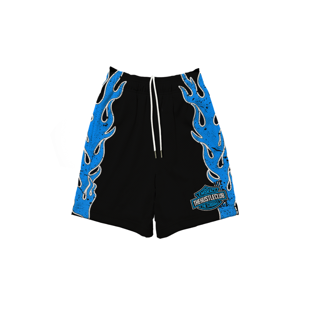 BLAZE BLUE LONGLINE MESH SHORTS