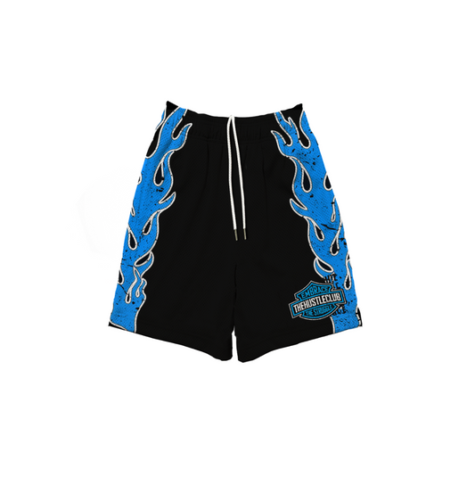 BLAZE BLUE LONGLINE MESH SHORTS