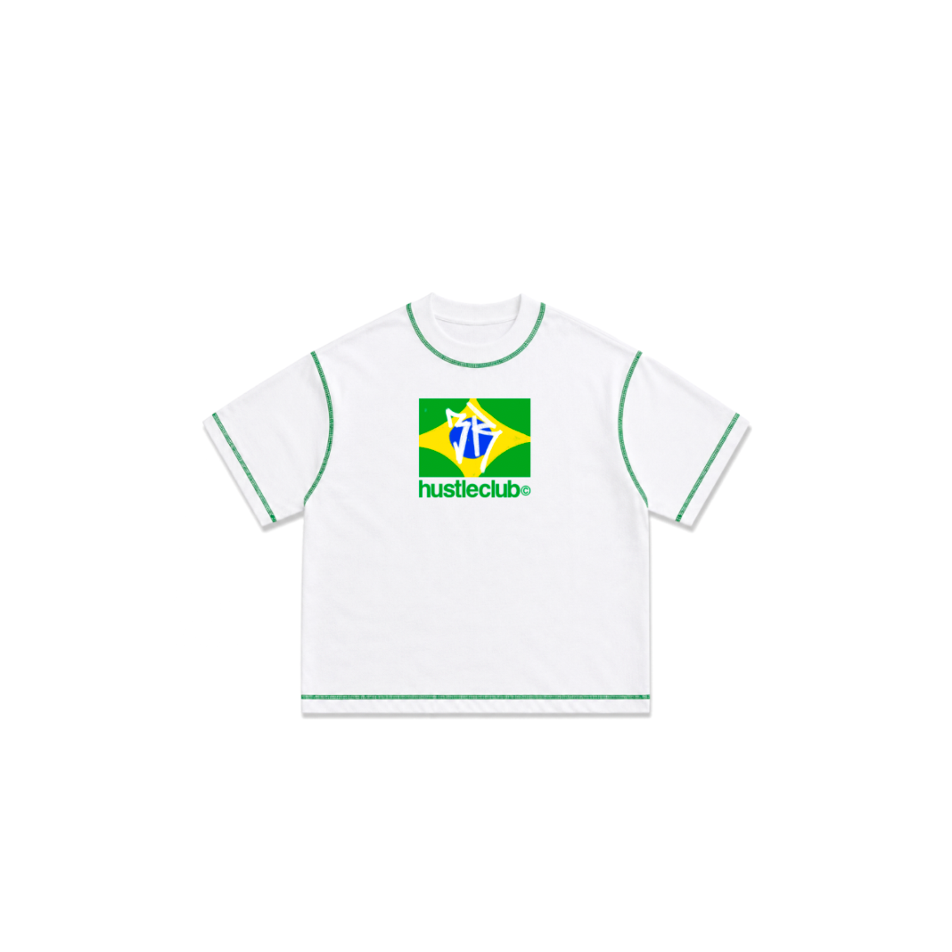 WHITE CONTRAST STITCH BOXY T-SHIRT