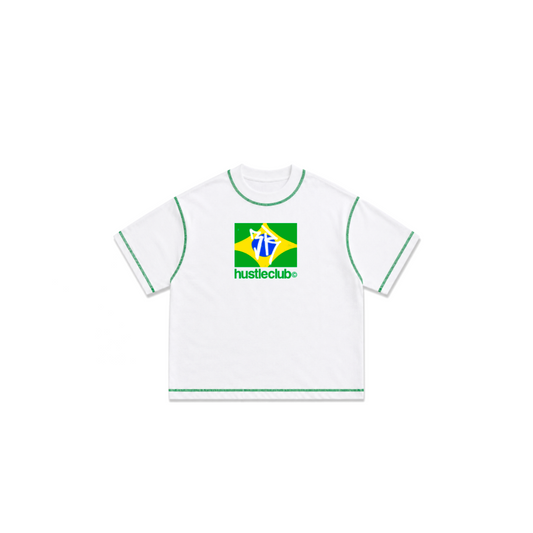 WHITE CONTRAST STITCH BOXY T-SHIRT