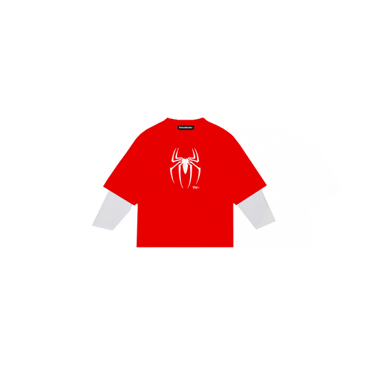 SPIDEY FAUX LAYERED RED L/S
