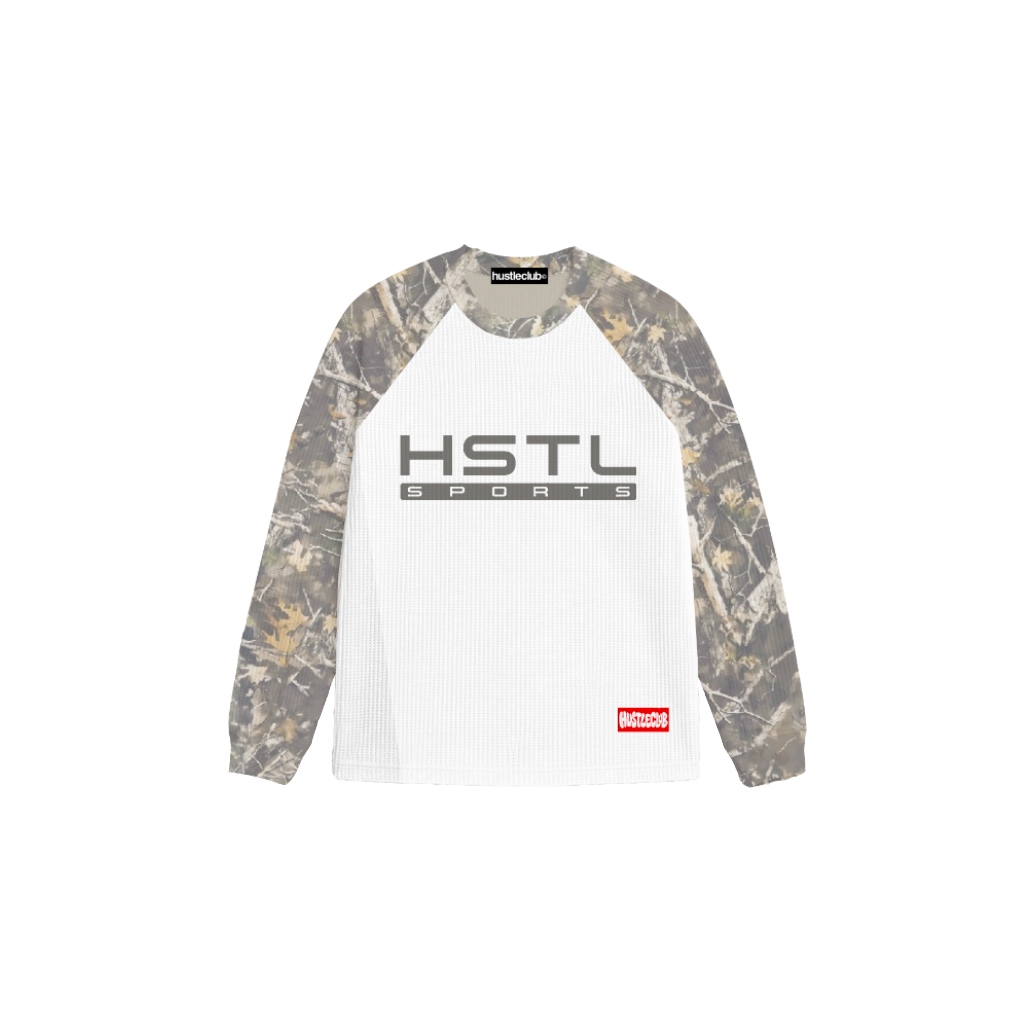 RAGLAN CAMO WAFFLE KNIT L/S