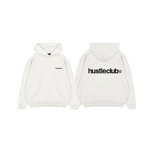 HUSTLE CLUB LOGO HOODIE WHITE
