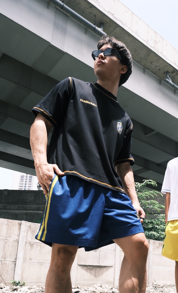 BLACK CONTRAST STITCH BOXY T-SHIRT