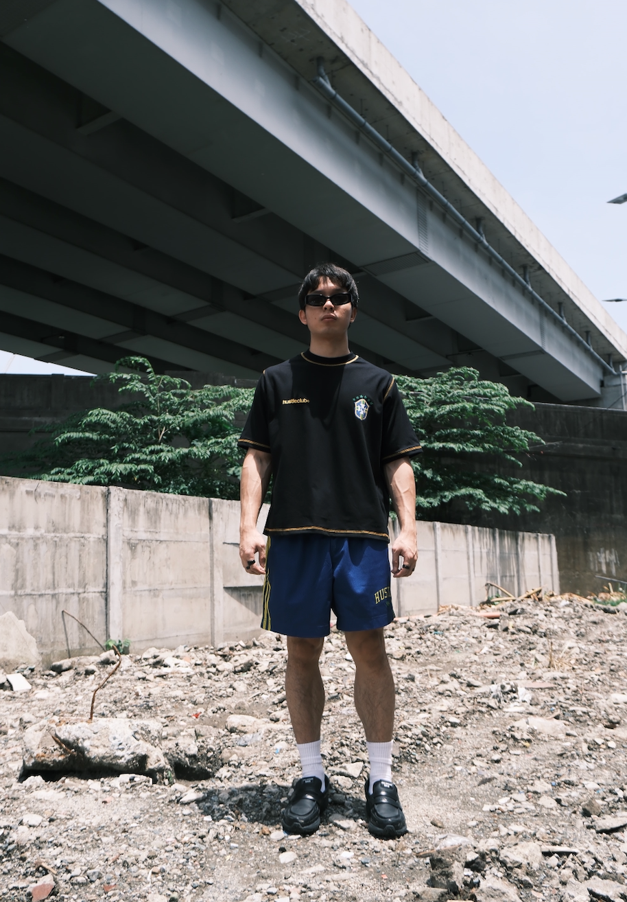 BLACK CONTRAST STITCH BOXY T-SHIRT