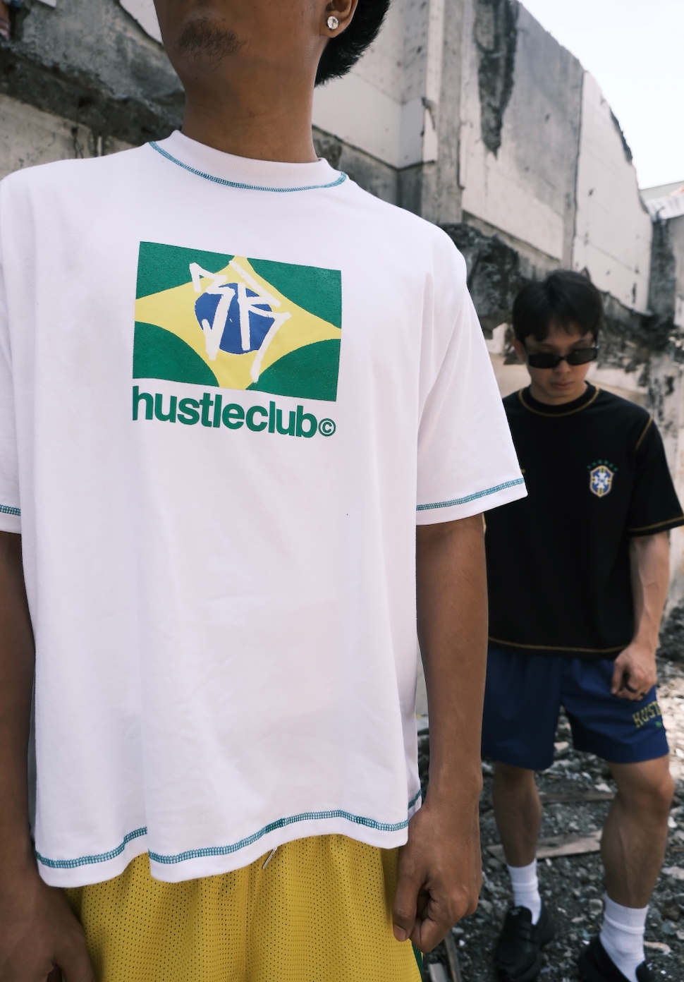 WHITE CONTRAST STITCH BOXY T-SHIRT