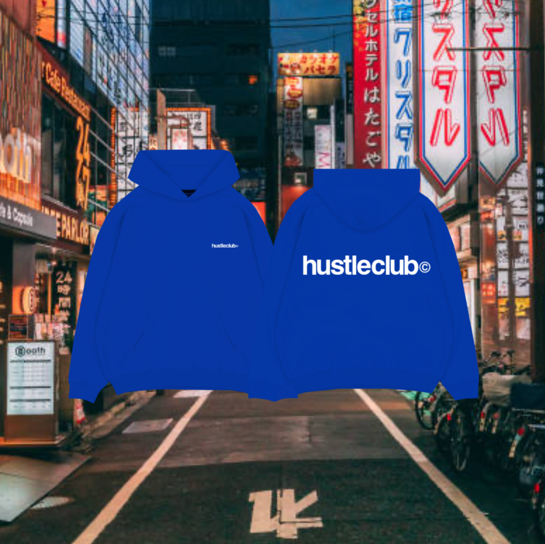THE HUSTLE CLUB LOGO HOODIE BLUE